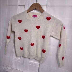 Zunie Cream Sweater with Red Heart Accents